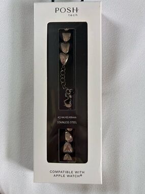 POSH Tech Silver Heart Link Stainless Steel Apple Watch Band